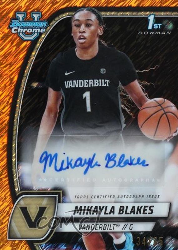 2024 Bowman Chrome University #55 Prospect Auto - Orange Shimmer Refractor /65 (1st)