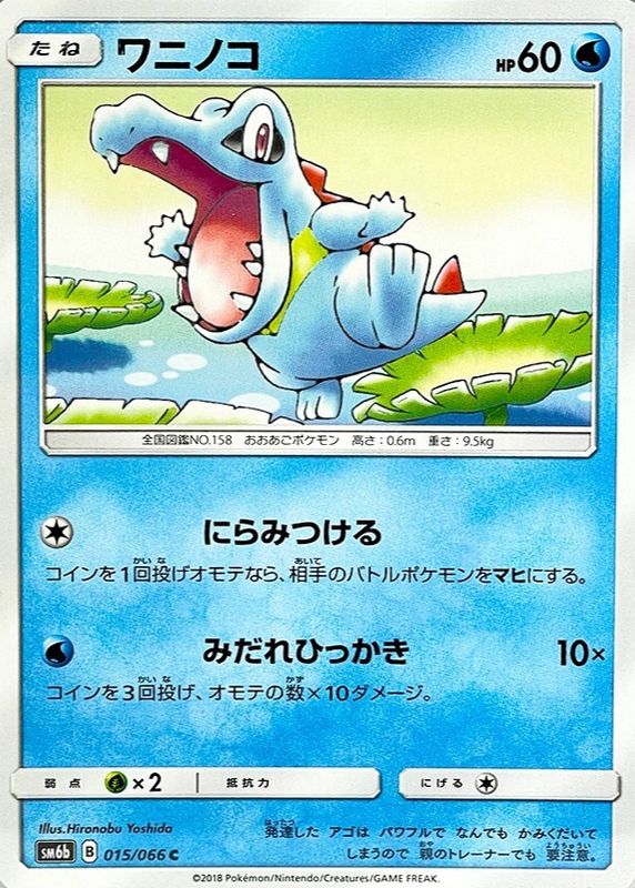 Totodile 2018 Japanese Sun & Moon: Champion Road #015/066 Base RAW TCG (NEAR MINT)