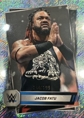 2025 Topps Chrome WWE #100 Aqua Shimmer Refractor /199