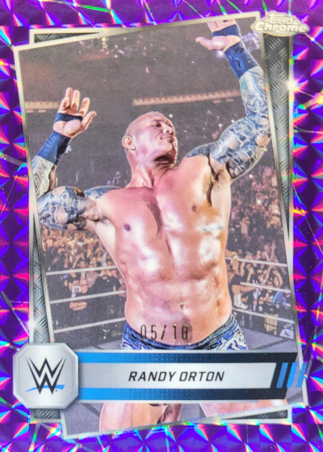 Randy Orton 2025 Topps Chrome WWE #14 Purple Geometric Refractor