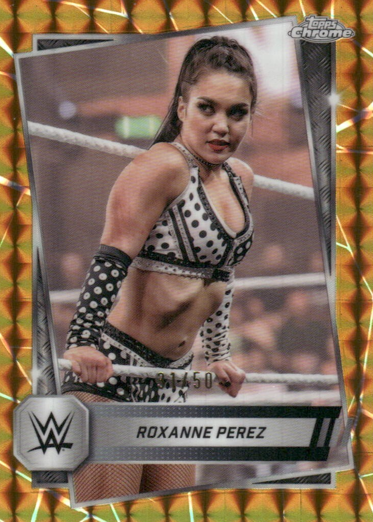 Roxanne Perez 2025 Topps Chrome WWE #44 Gold Geometric Refractor