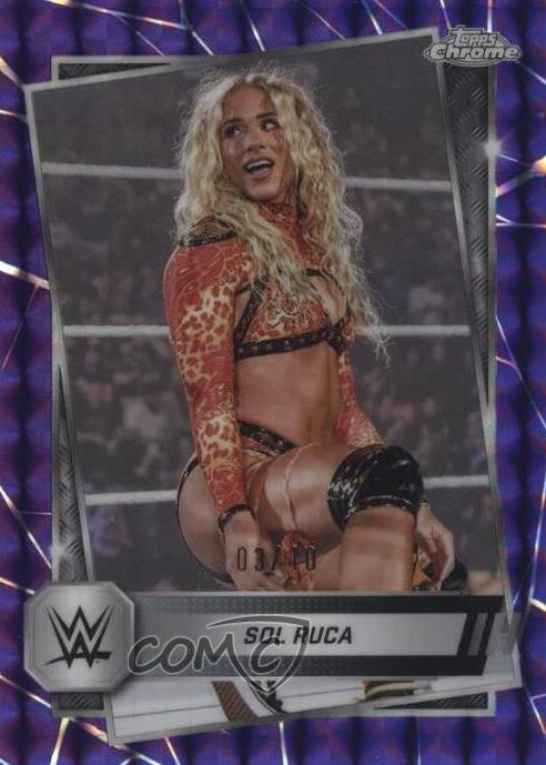 Sol Ruca 2025 Topps Chrome WWE #24 Purple Geometric Refractor /10