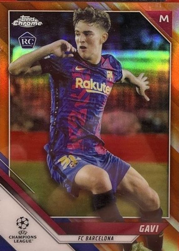Gavi 2021 Topps Chrome UEFA Champions League #25 Orange Refractor /25 Rookie RAW