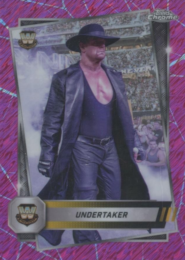 Undertaker 2025 Topps Chrome WWE #21 Pink Shimmer Refractor Price Guide ...