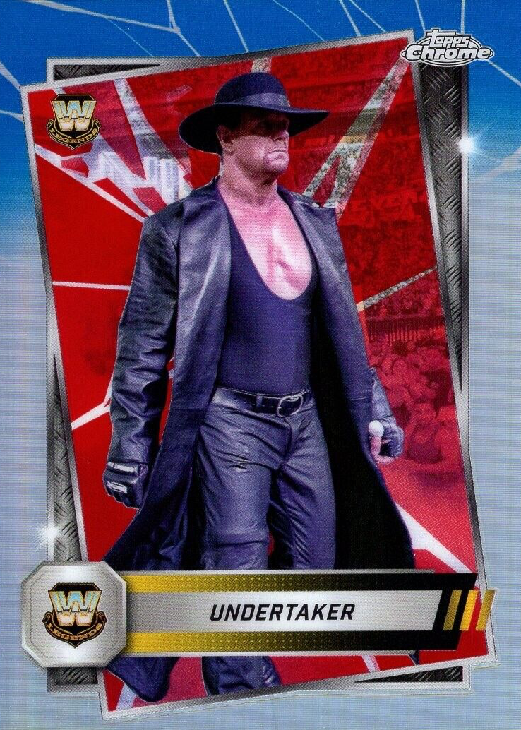 Undertaker 2025 Topps Chrome WWE #21 Red & Blue Refractor Price Guide ...