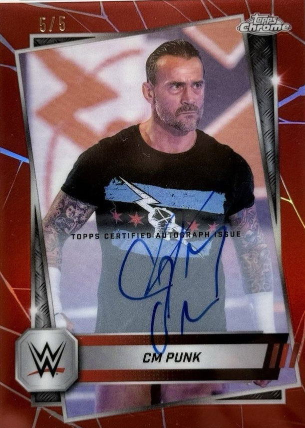 CM Punk 2025 Topps Chrome WWE #CLA-CM Autographs - Red Refractor