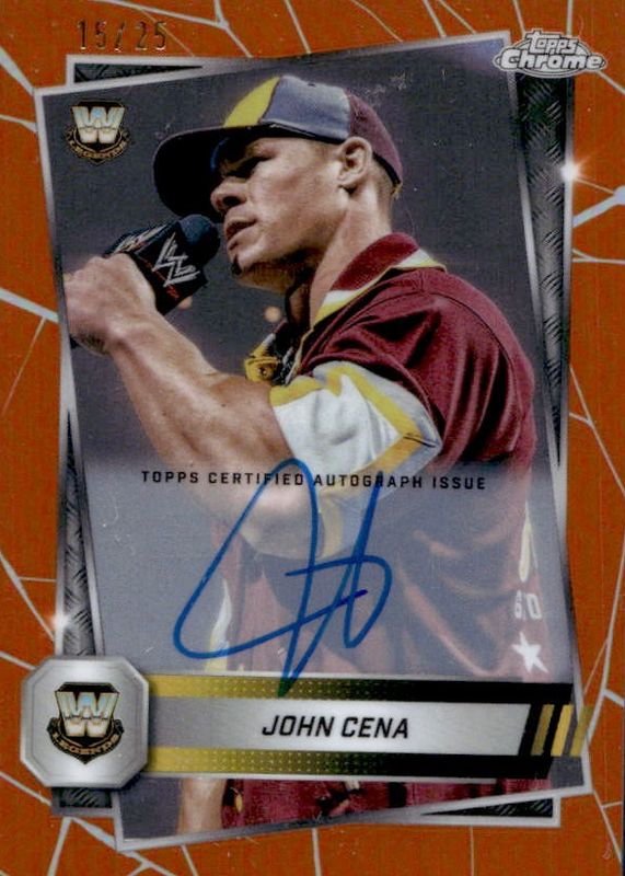 John Cena 2025 Topps Chrome WWE #CLA-JC Autographs - Orange Refractor /25 RAW