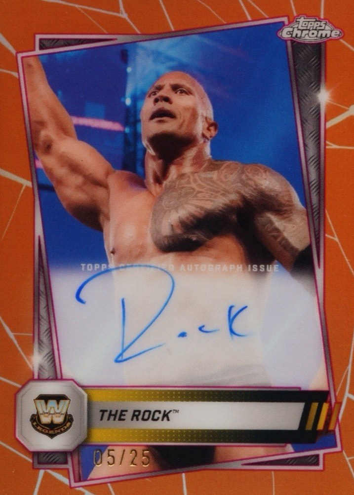 The Rock 2025 Topps Chrome WWE #CLA-RK Autographs - Orange
