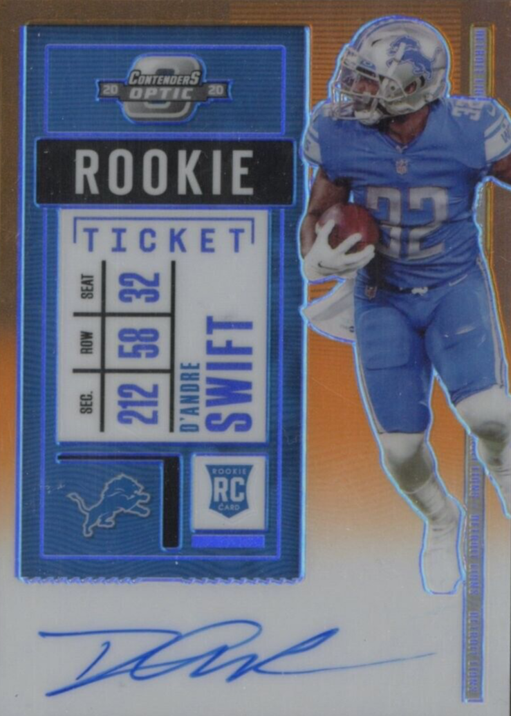 D'Andre Swift 2020 Contenders Optic #115 Rookie Ticket Auto - Orange ...