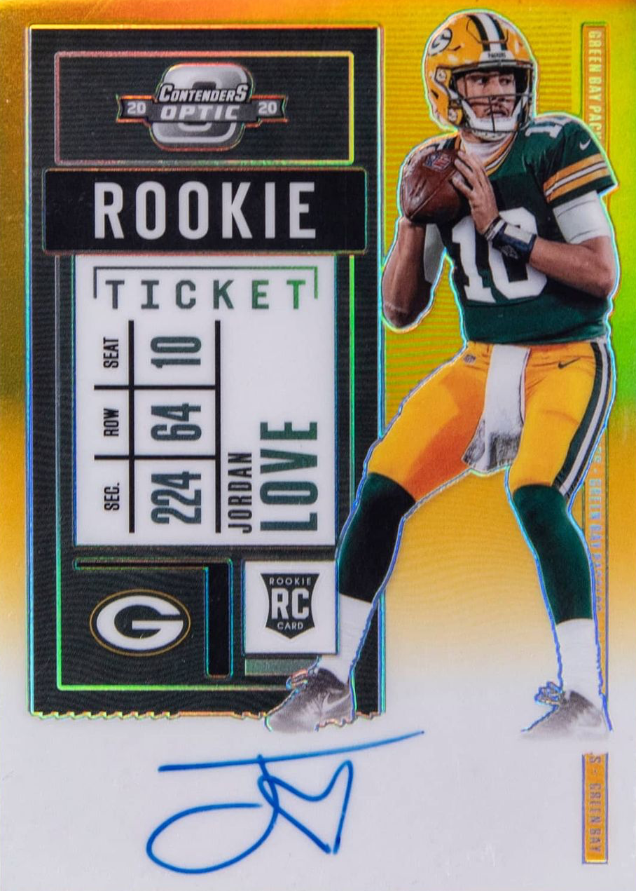 Jordan Love 2020 Contenders Optic #111 Rookie Ticket Auto - Gold