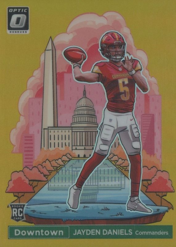 Jayden Daniels 2024 Optic #16 Downtown - Gold /10 Rookie RAW