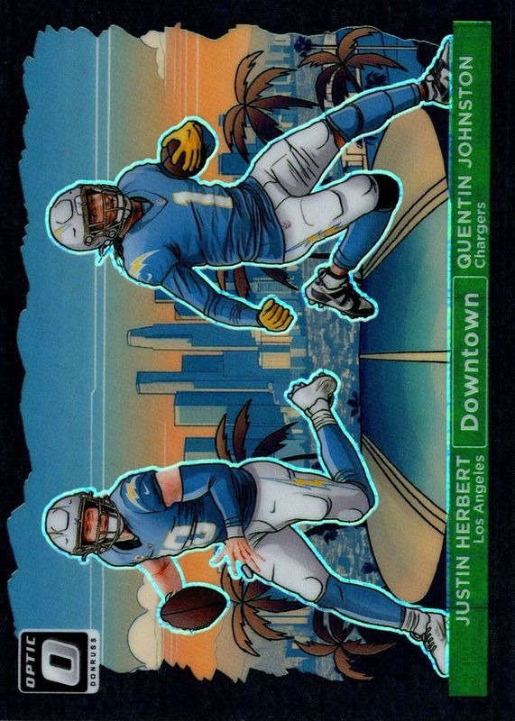 Justin Herbert / Quentin Johnston 2024 Optic #6 Downtown Duos - Black Pandora /25 RAW