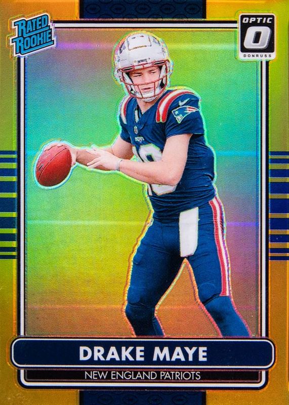 Drake Maye 2024 Optic #3 2014 Retro Series - Gold /10 Rookie RAW
