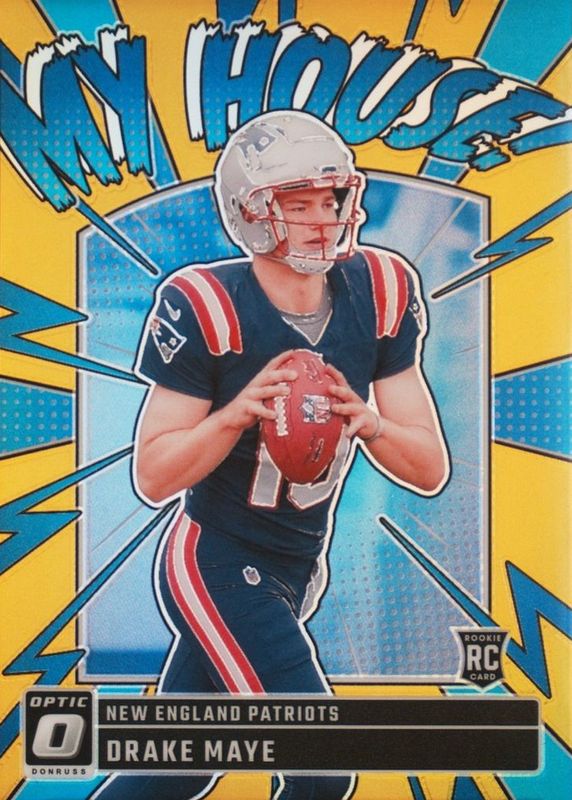 Drake Maye 2024 Optic #8 My House! - Gold /10 Rookie RAW