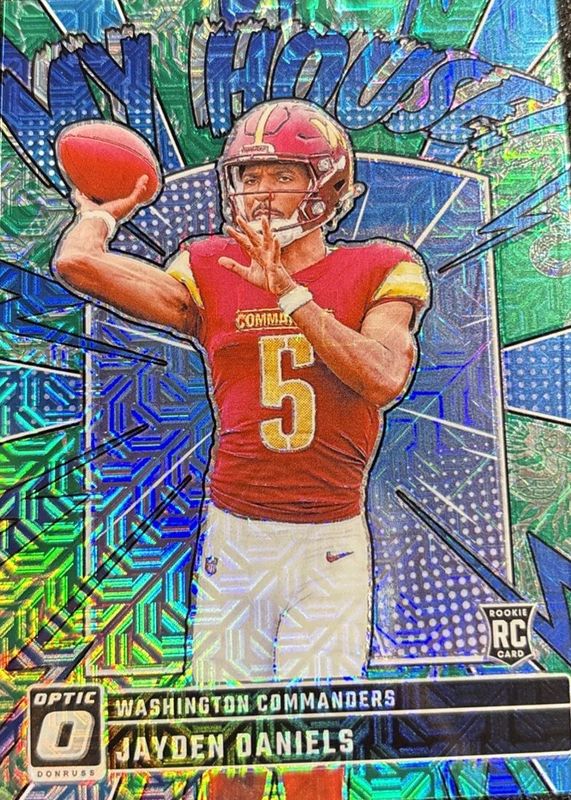Jayden Daniels 2024 Optic #9 My House! - Dragon /24 Rookie RAW