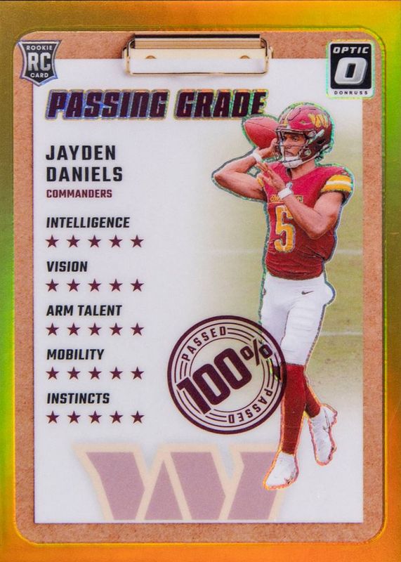 Jayden Daniels 2024 Optic #2 Passing Grade - Gold /10 Rookie RAW