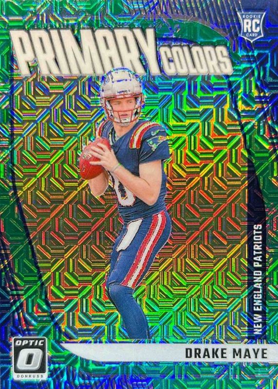 Drake Maye 2024 Optic #3 Rookie Primary Colors - Dragon /24 RAW