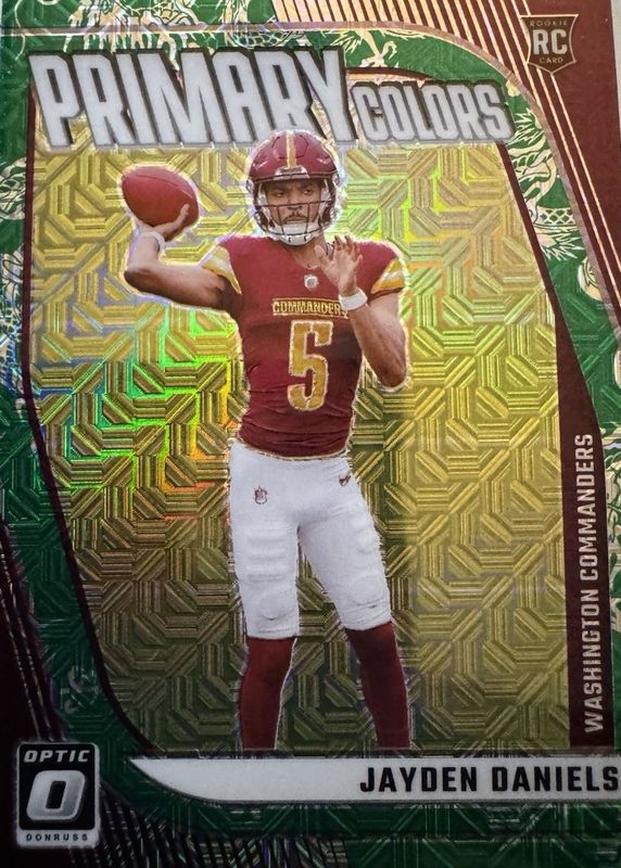 Jayden Daniels 2024 Optic #2 Rookie Primary Colors - Dragon /24 RAW
