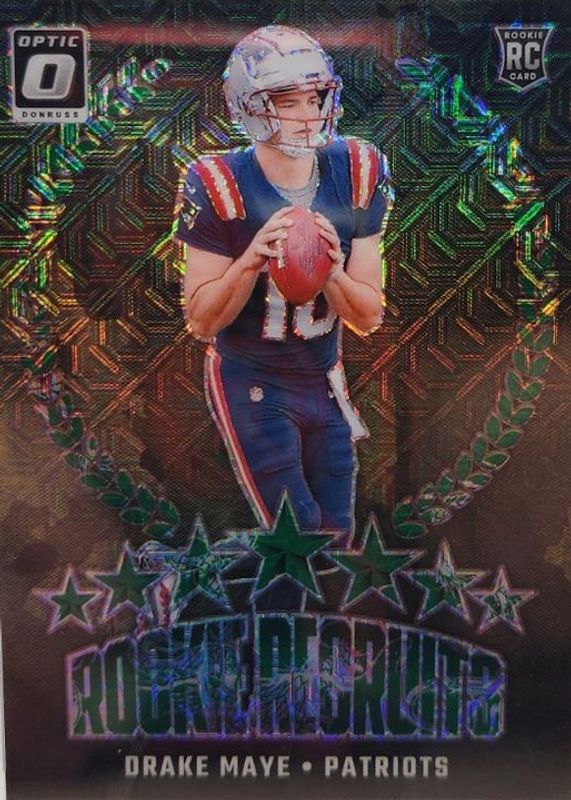 Drake Maye 2024 Optic #5 Rookie Recruits - Dragon /24 RAW