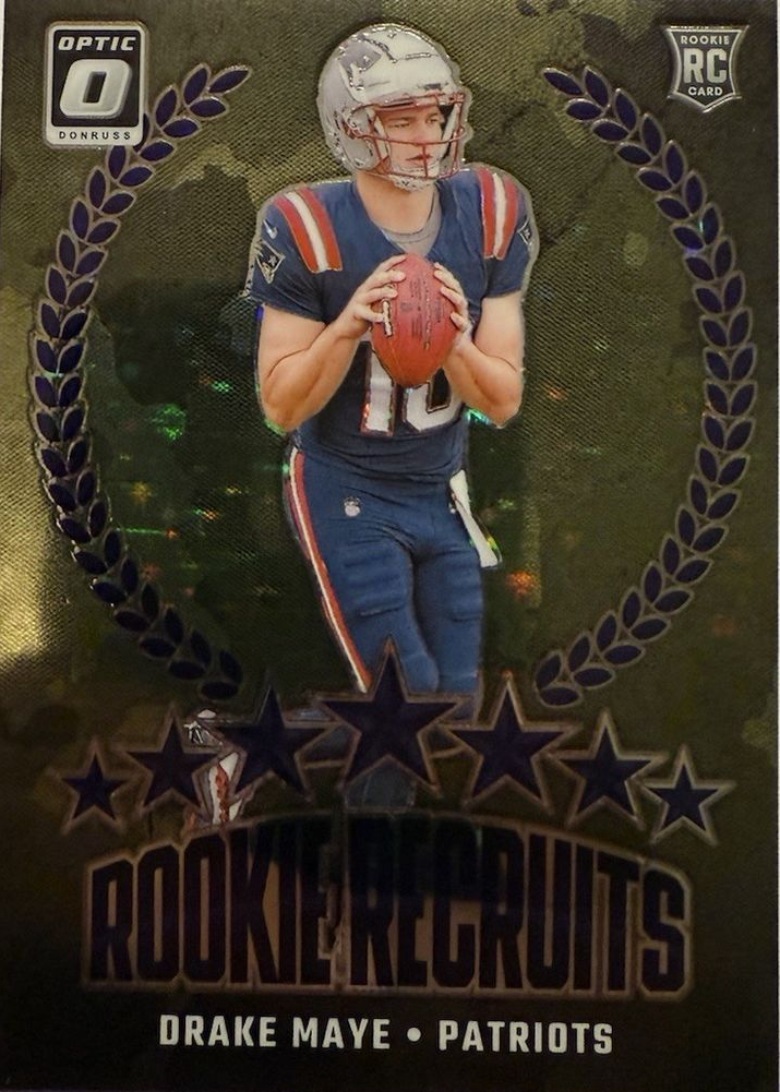 Drake Maye 2024 Optic #5 Rookie Recruits - Purple Stars /25 Price Guide ...