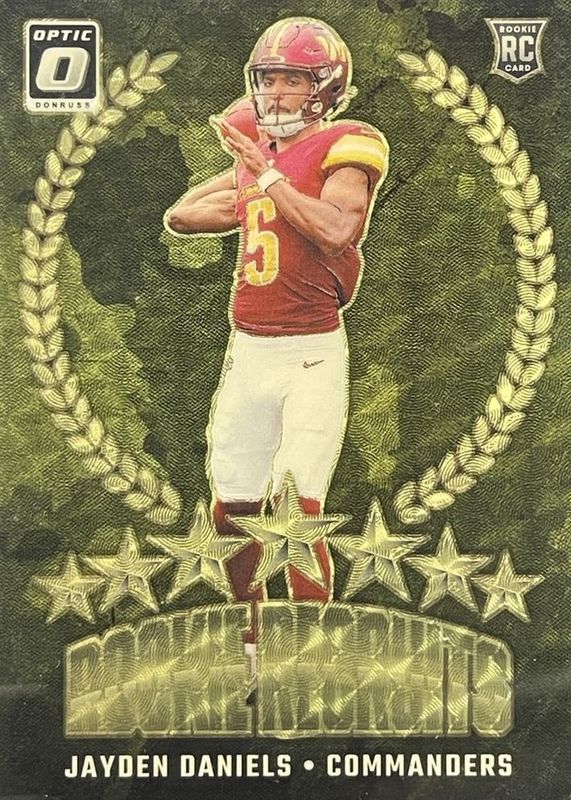 Jayden Daniels 2024 Optic #7 Rookie Recruits - Gold Vinyl /1 RAW