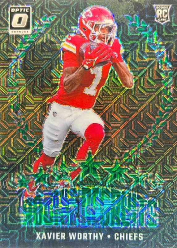 Xavier Worthy 2024 Optic #8 Rookie Recruits - Dragon /24 RAW