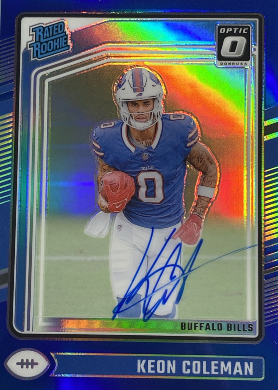Keon Coleman 2024 Optic #263 Rated Rookie Autographs - Blue