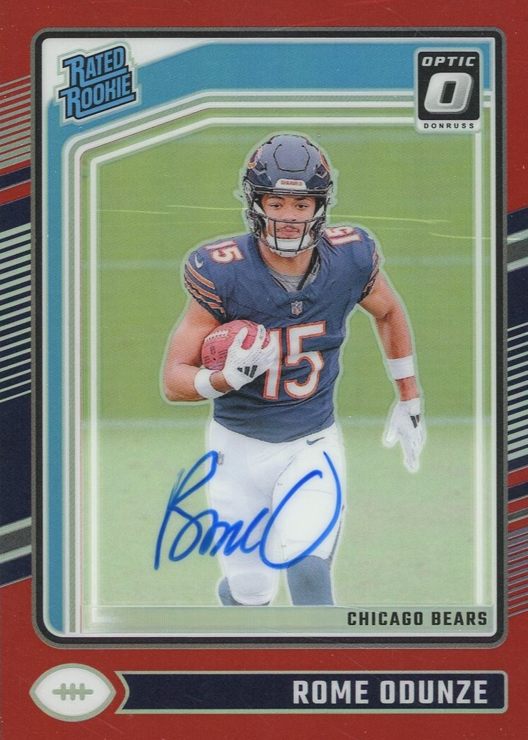 Rome Odunze 2024 Optic #286 Rated Rookie Autographs - Red /75 Price ...