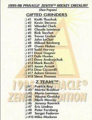 1995 Pinnacle Zenith Checklists