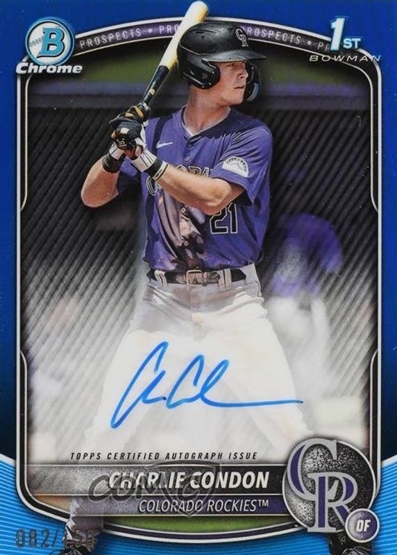 Charlie Condon 2025 Bowman #CPA-CC Chrome Prospect Auto - Blue Refractor /150 (1st) RAW