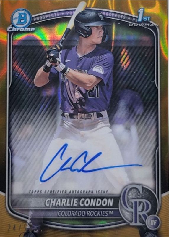 Charlie Condon 2025 Bowman #CPA-CC Chrome Prospect Auto - Gold Lava Refractor /50 (1st) RAW