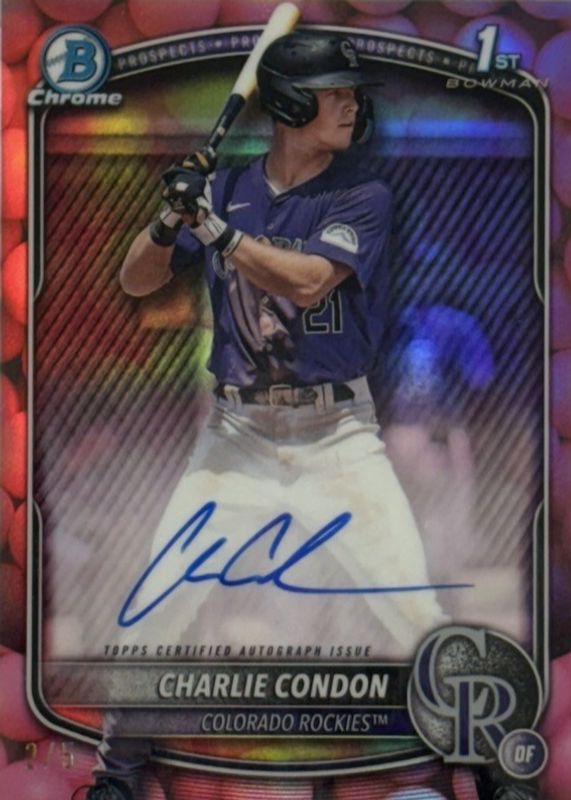 Charlie Condon 2025 Bowman #CPA-CC Chrome Prospect Auto - Gumball Refractor /5 (1st) RAW