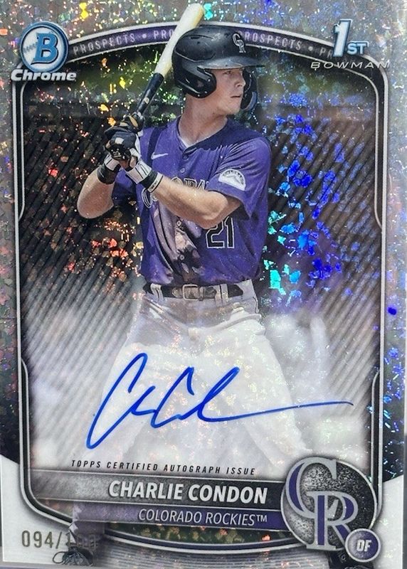 Charlie Condon 2025 Bowman #CPA-CC Chrome Prospect Auto - Mini Diamond Refractor /100 (1st) RAW