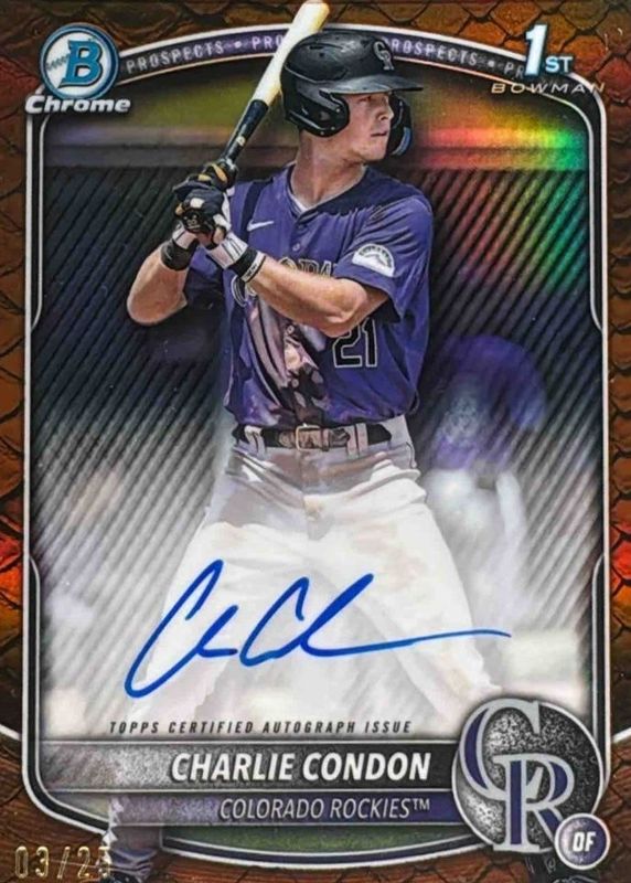 2025 Bowman #CPA-CC Chrome Prospect Auto - Reptilian Orange Refractor /25 (1st)