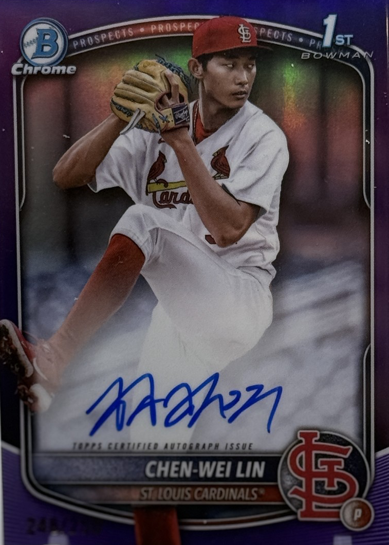 Chen-Wei Lin 2025 Bowman #CPA-CL Chrome Prospect Auto - Purple