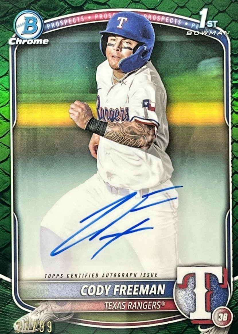 Cody Freeman 2025 Bowman #CPA-CFR Chrome Prospect Auto - Reptilian ...