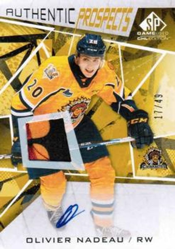 2021 SP Game Used CHL #24 Autographs Patch Gold /25