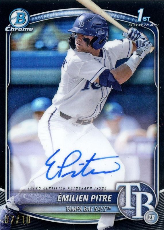 Emilien Pitre 2025 Bowman #CPA-EPI Chrome Prospect Auto - Black Refractor /10 (1st) RAW