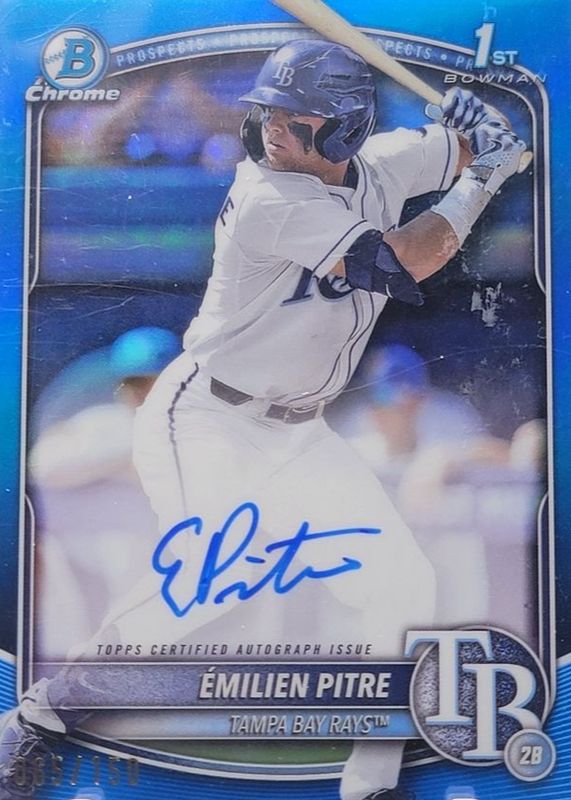 Emilien Pitre 2025 Bowman #CPA-EPI Chrome Prospect Auto - Blue Refractor /150 (1st) RAW