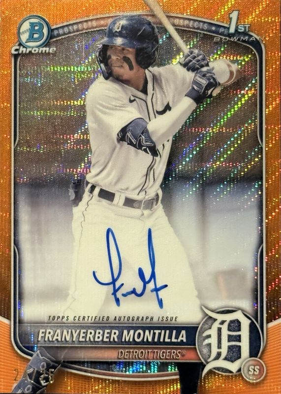 Franyerber Montilla 2025 Bowman #CPA-FM Chrome Prospect Auto - Orange Wave Refractor /25 (1st) RAW
