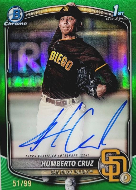2025 Bowman #CPA-HC Chrome Prospect Auto - Green Refractor /99 (1st)