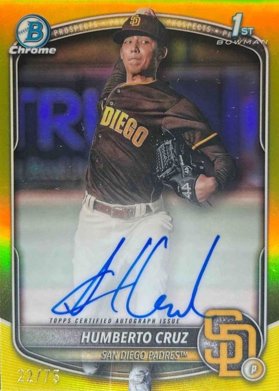 2025 Bowman #CPA-HC Chrome Prospect Auto - Yellow Refractor /75 (1st)