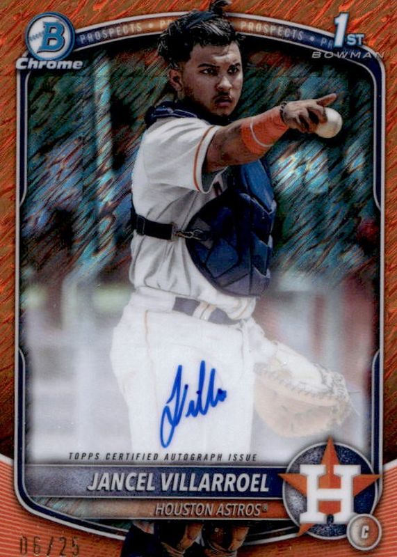 Jancel Villarroel 2025 Bowman #CPA-JV Chrome Prospect Auto - Orange Shimmer Refractor /25 (1st) RAW