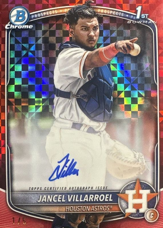 Jancel Villarroel 2025 Bowman #CPA-JV Chrome Prospect Auto - Red X-Fractor /5 (1st) RAW