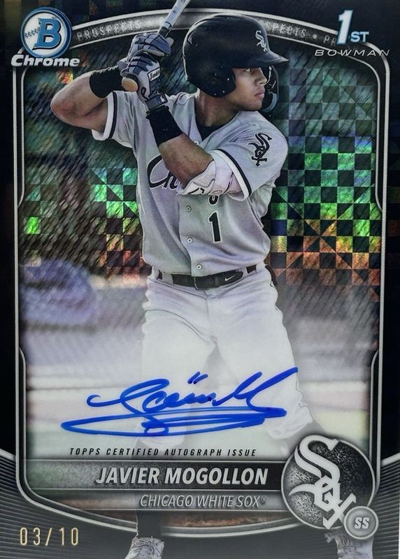 Javier Mogollon 2025 Bowman #CPA-JMO Chrome Prospect Auto - Black Refractor /10 (1st) RAW