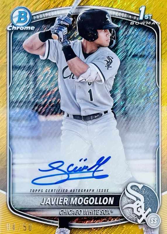 Javier Mogollon 2025 Bowman #CPA-JMO Chrome Prospect Auto - Gold Shimmer Refractor /50 (1st) RAW
