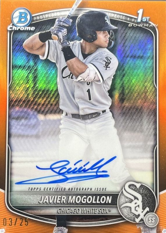 Javier Mogollon 2025 Bowman #CPA-JMO Chrome Prospect Auto - Orange Refractor /25 (1st) RAW