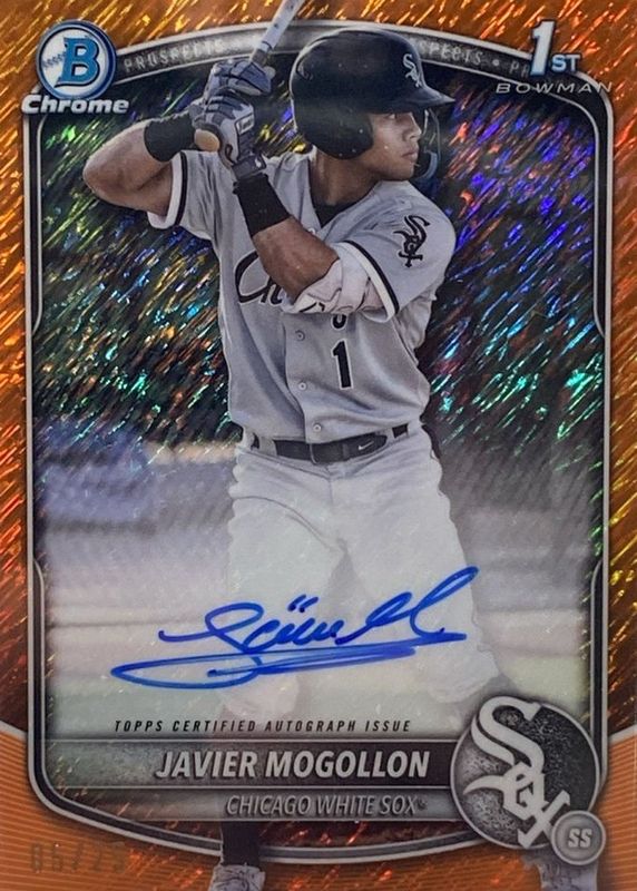 Javier Mogollon 2025 Bowman #CPA-JMO Chrome Prospect Auto - Orange Shimmer Refractor /25 (1st) RAW