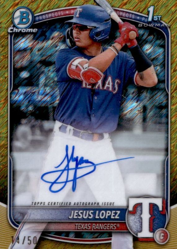 Jesus Lopez 2025 Bowman #CPA-JLO Chrome Prospect Auto - Gold Shimmer Refractor /50 (1st) RAW