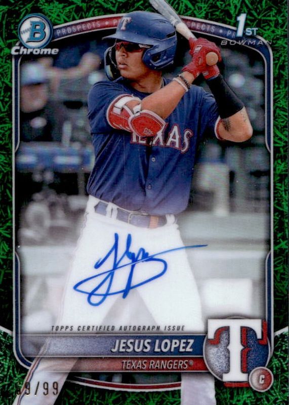 Jesus Lopez 2025 Bowman #CPA-JLO Chrome Prospect Auto - Green Grass Refractor /99 (1st) RAW